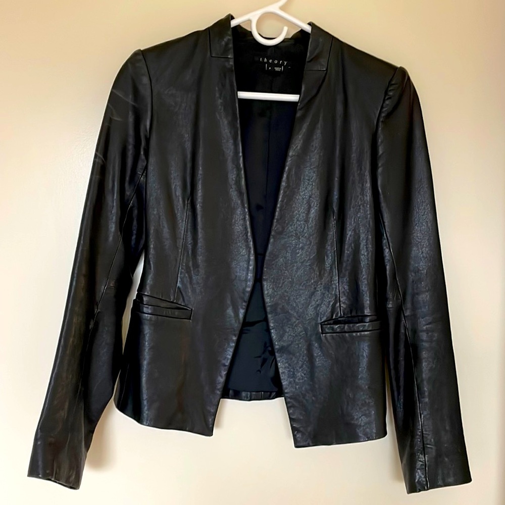 Theory Black Leather Blazer